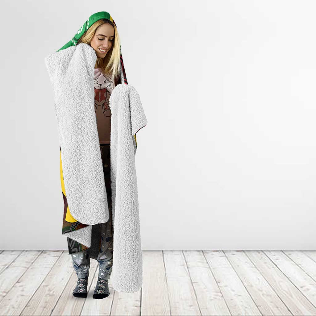 Long God Yumi Stanap Vanuatu Hooded Blanket Tropical Flowers Aboriginal Pattern