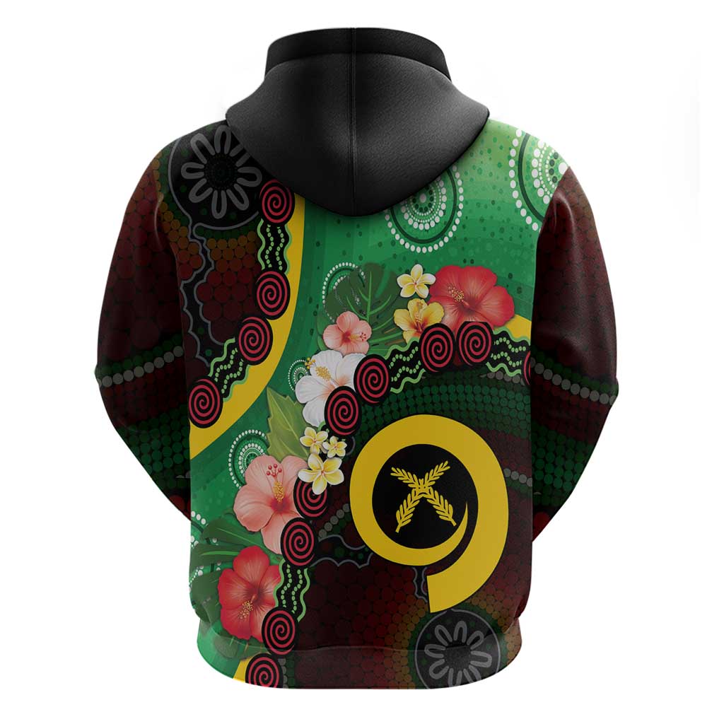 Long God Yumi Stanap Vanuatu Hoodie Tropical Flowers Aboriginal Pattern