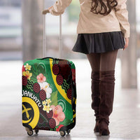Long God Yumi Stanap Vanuatu Luggage Cover Tropical Flowers Aboriginal Pattern