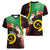 Long God Yumi Stanap Vanuatu Women V-Neck T-Shirt Tropical Flowers Aboriginal Pattern