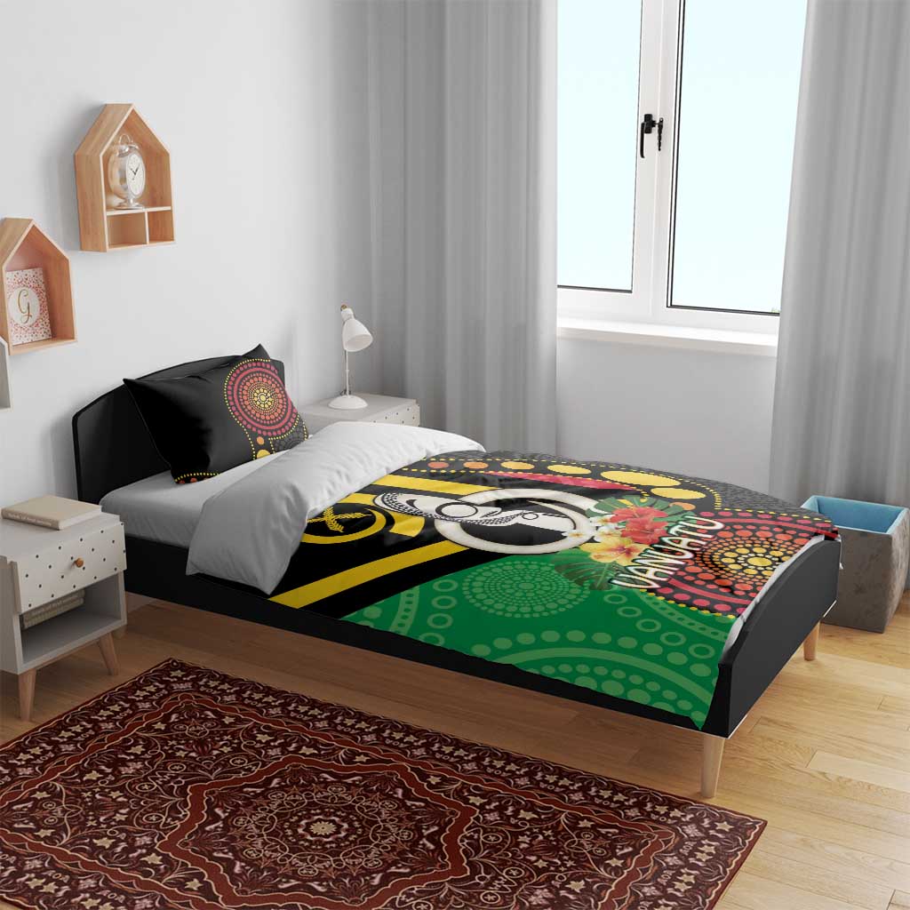 Tamtam Drum Vanuatu Bedding Set Boar Tusk Aboriginal Flag Style