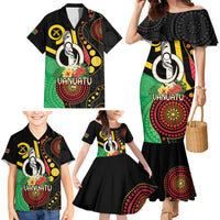Tamtam Drum Vanuatu Family Matching Mermaid Dress and Hawaiian Shirt Boar Tusk Aboriginal Flag Style LT14 - Polynesian Pride
