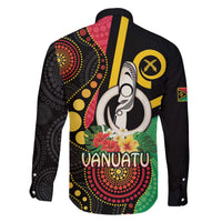 Tamtam Drum Vanuatu Family Matching Off The Shoulder Long Sleeve Dress and Hawaiian Shirt Boar Tusk Aboriginal Flag Style LT14 - Polynesian Pride