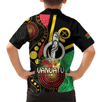Tamtam Drum Vanuatu Family Matching Off Shoulder Maxi Dress and Hawaiian Shirt Boar Tusk Aboriginal Flag Style LT14 - Polynesian Pride