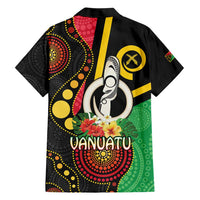 Tamtam Drum Vanuatu Family Matching Short Sleeve Bodycon Dress and Hawaiian Shirt Boar Tusk Aboriginal Flag Style LT14 - Polynesian Pride