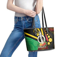 Tamtam Drum Vanuatu Leather Tote Bag Boar Tusk Aboriginal Flag Style