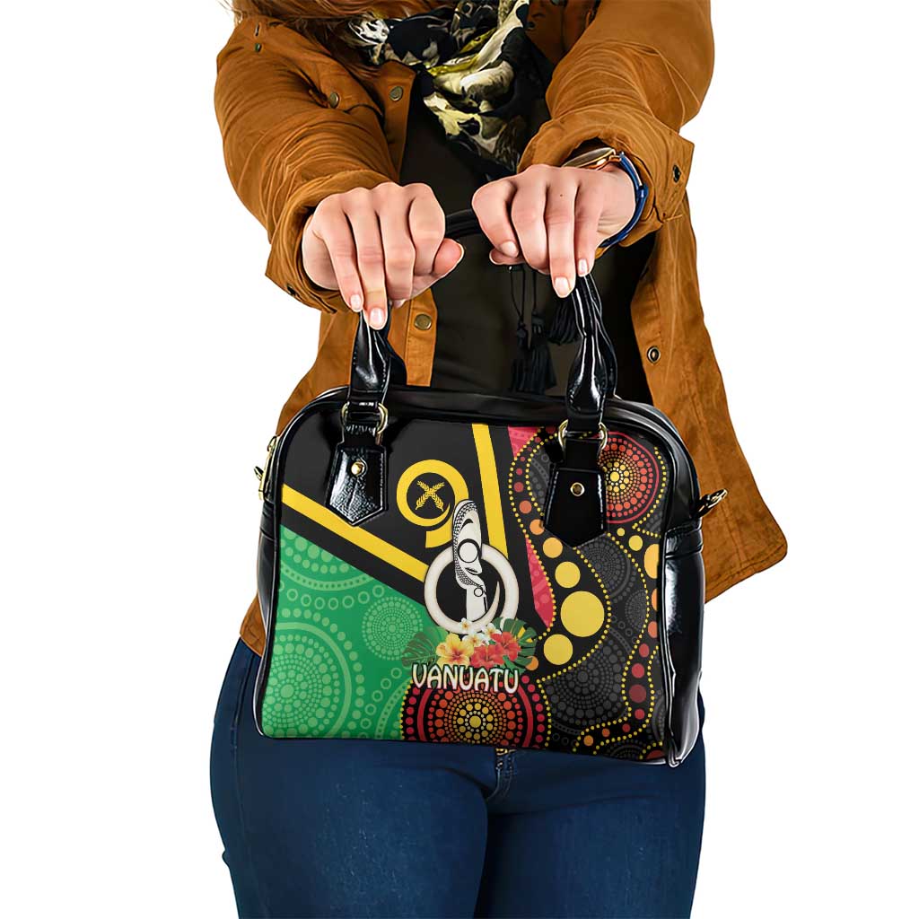 Tamtam Drum Vanuatu Shoulder Handbag Boar Tusk Aboriginal Flag Style
