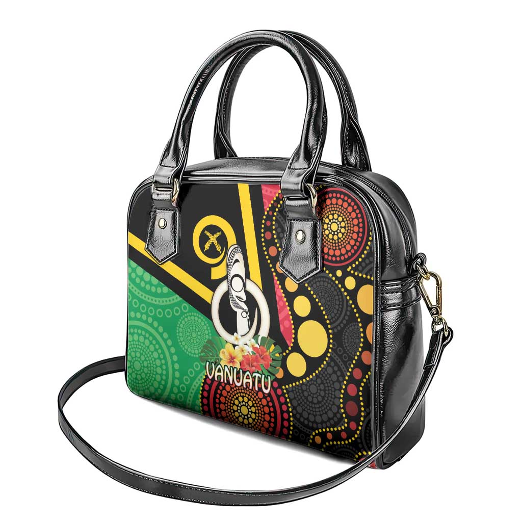 Tamtam Drum Vanuatu Shoulder Handbag Boar Tusk Aboriginal Flag Style