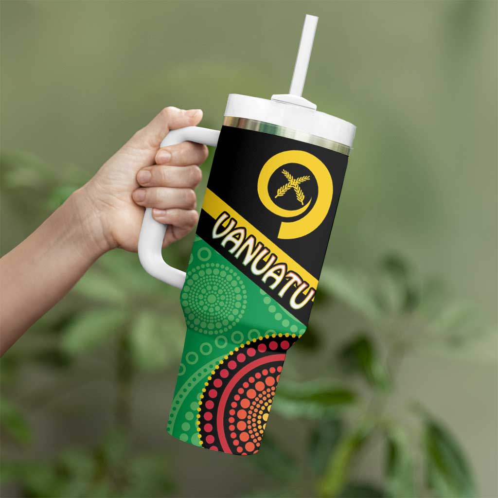 Tamtam Drum Vanuatu Tumbler With Handle Boar Tusk Aboriginal Flag Style