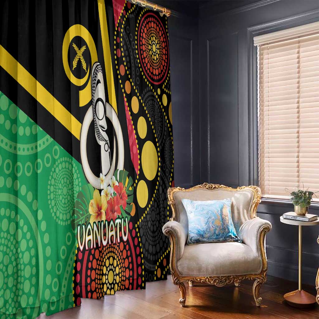Tamtam Drum Vanuatu Window Curtain Boar Tusk Aboriginal Flag Style