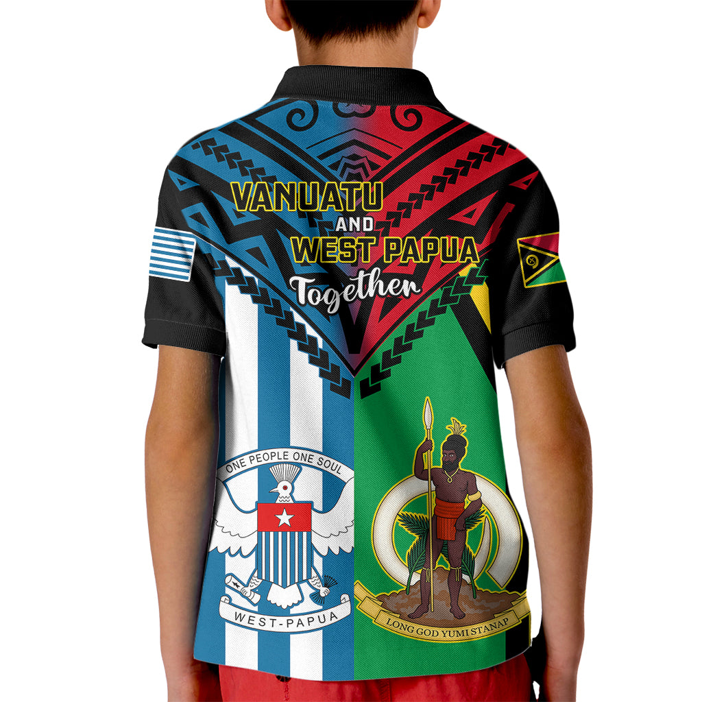 Vanuatu And West Papua Kid Polo Shirt Coat Of Arms Mix Flag Style LT14 - Polynesian Pride