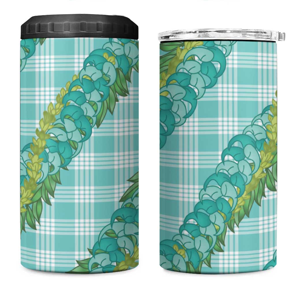 Hawaii Jade Vine Lei 4 in 1 Can Cooler Tumbler Aloha Palaka Motif - Turquoise LT14 One Size: 16 oz Turquoise - Polynesian Pride