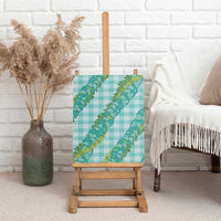 Hawaii Jade Vine Lei Canvas Wall Art Aloha Palaka Motif - Turquoise - Polynesian Pride