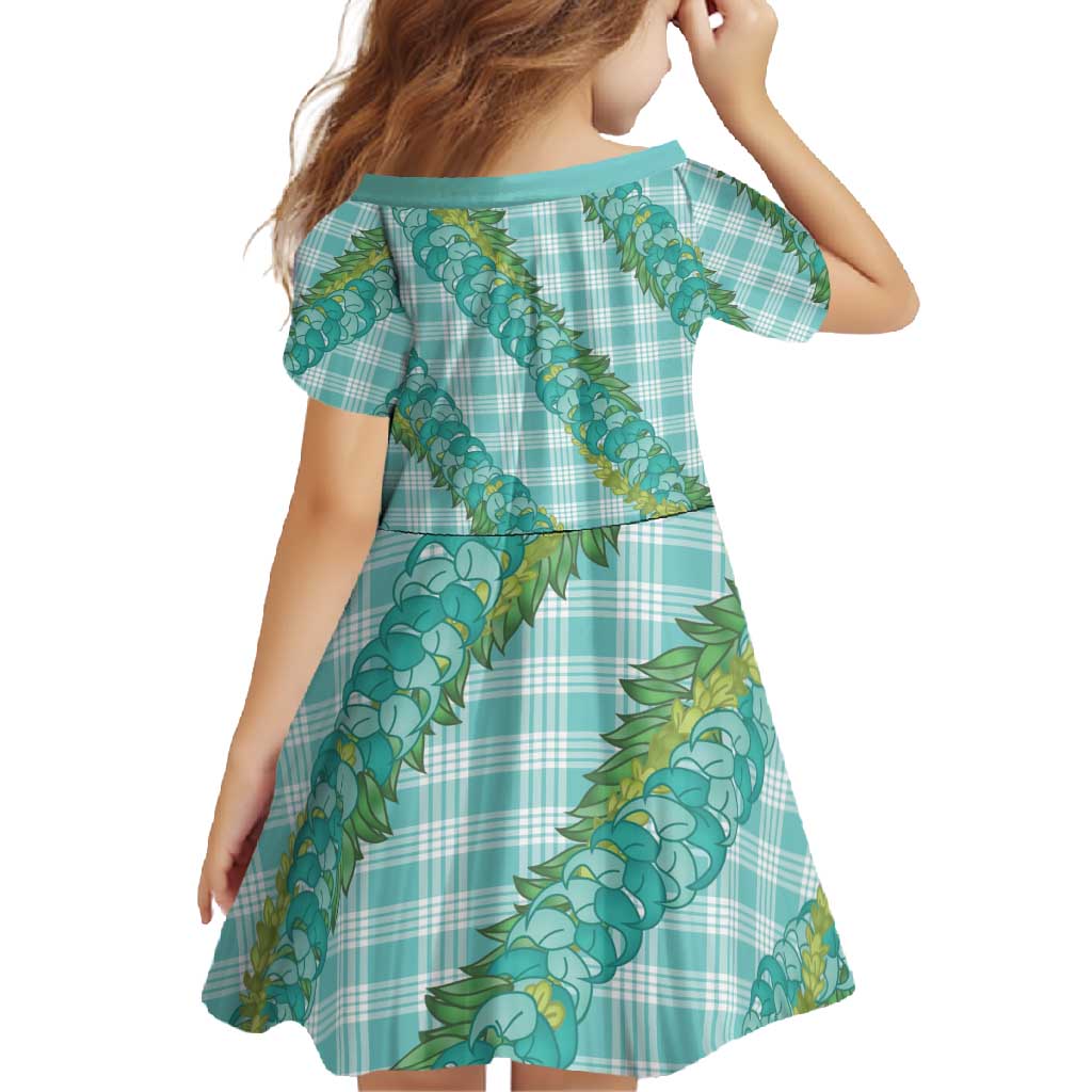 Hawaii Jade Vine Lei Family Matching Off Shoulder Maxi Dress and Hawaiian Shirt Aloha Palaka Motif - Turquoise LT14 - Polynesian Pride