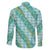 Hawaii Jade Vine Lei Family Matching Off Shoulder Short Dress and Hawaiian Shirt Aloha Palaka Motif - Turquoise - Polynesian Pride