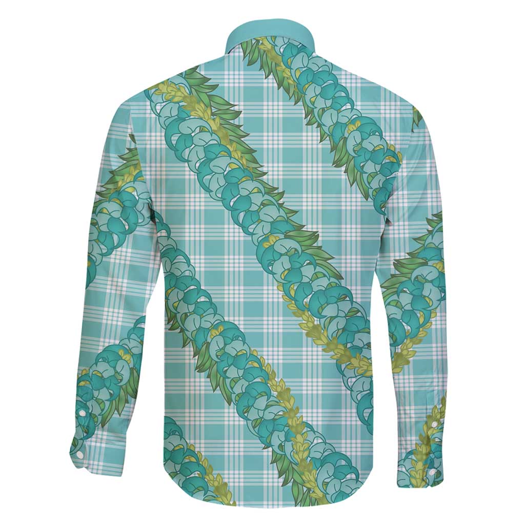 Hawaii Jade Vine Lei Family Matching Summer Maxi Dress and Hawaiian Shirt Aloha Palaka Motif - Turquoise LT14 - Polynesian Pride