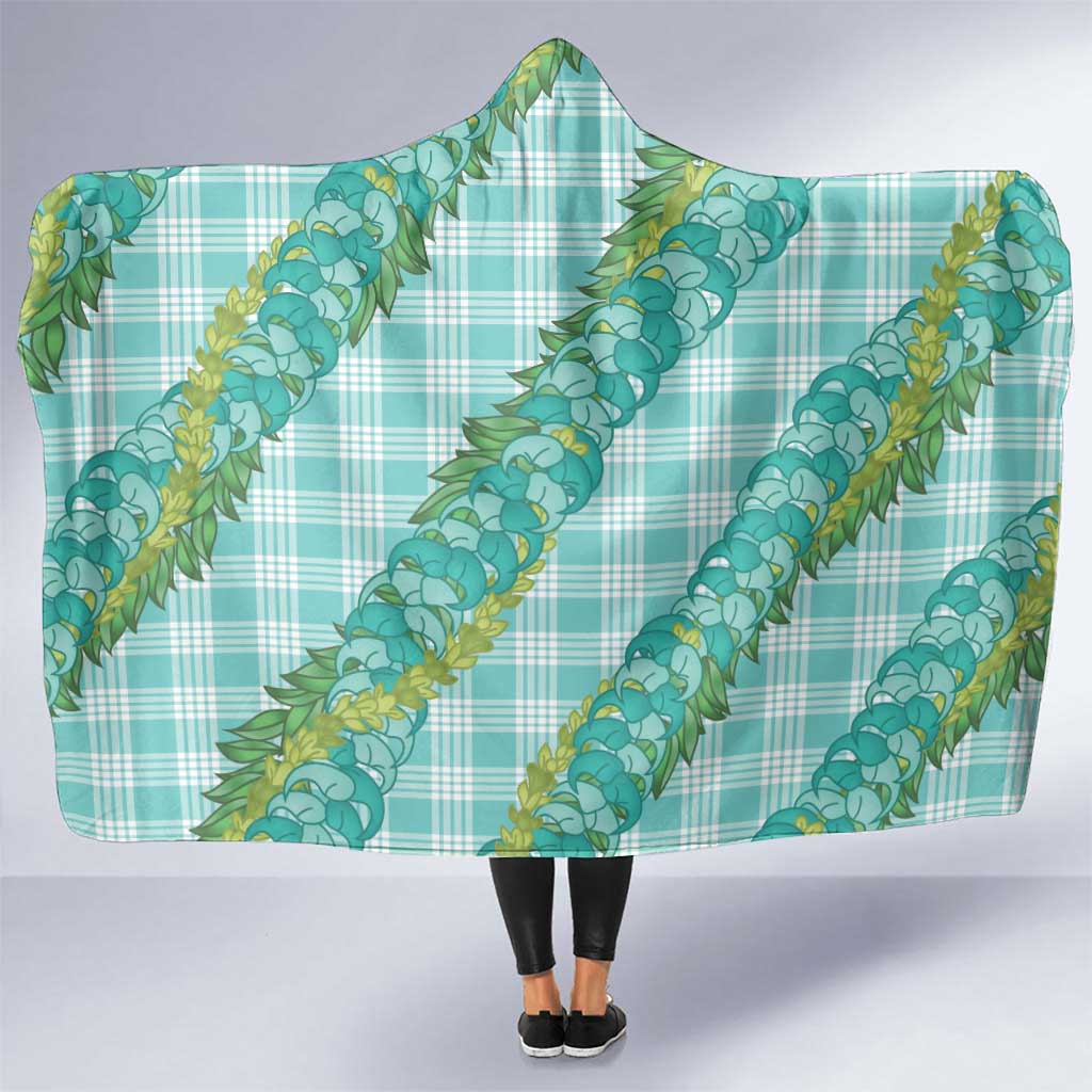 Hawaii Jade Vine Lei Hooded Blanket Aloha Palaka Motif - Turquoise LT14 One Size Turquoise - Polynesian Pride