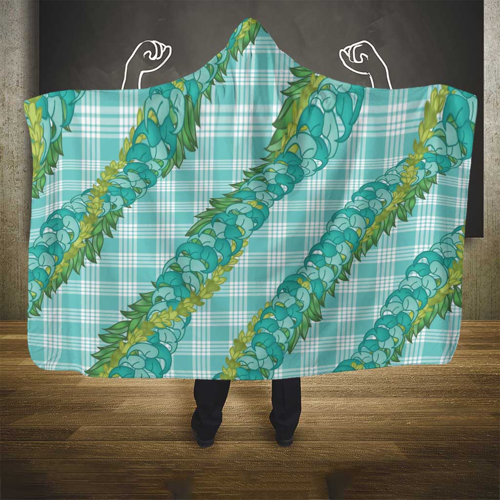 Hawaii Jade Vine Lei Hooded Blanket Aloha Palaka Motif - Turquoise LT14 - Polynesian Pride