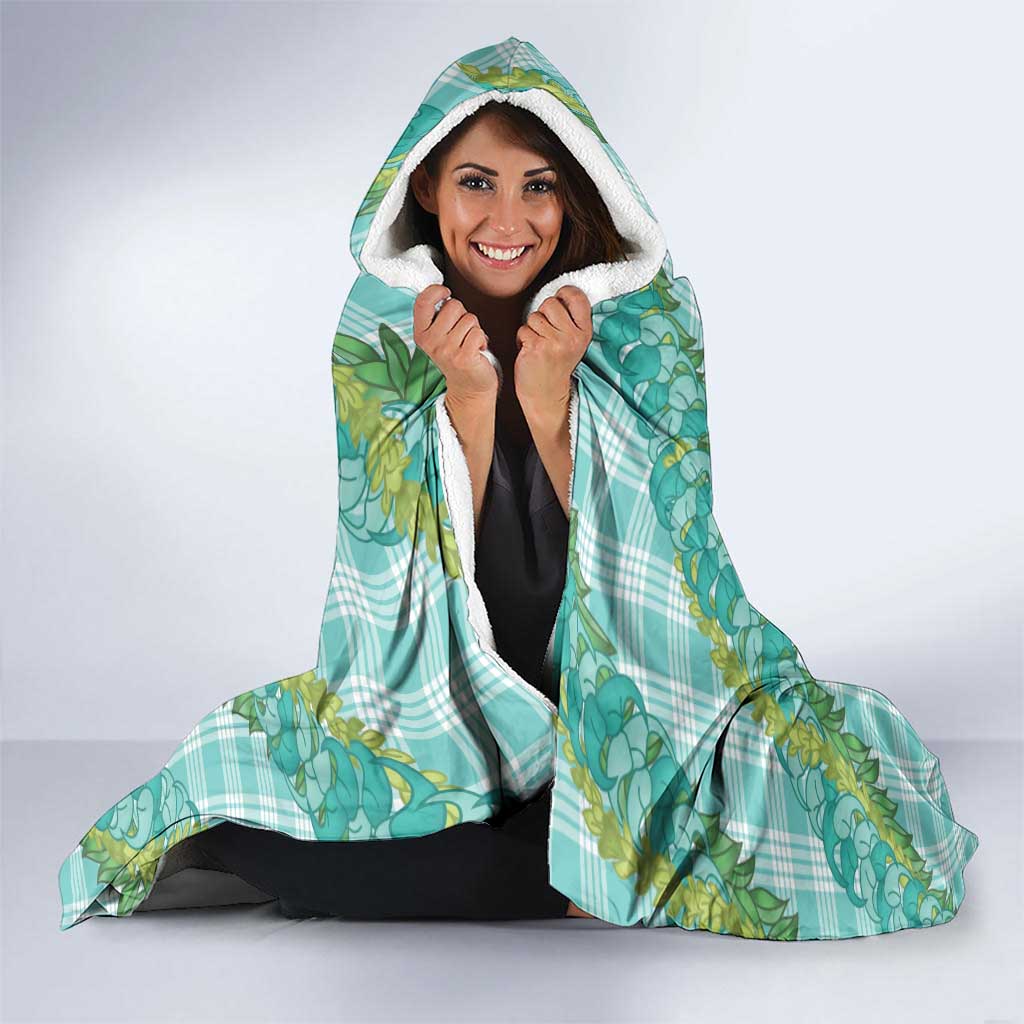 Hawaii Jade Vine Lei Hooded Blanket Aloha Palaka Motif - Turquoise LT14 - Polynesian Pride