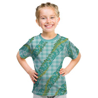 Hawaii Jade Vine Lei Kid T Shirt Aloha Palaka Motif - Turquoise LT14 Turquoise - Polynesian Pride