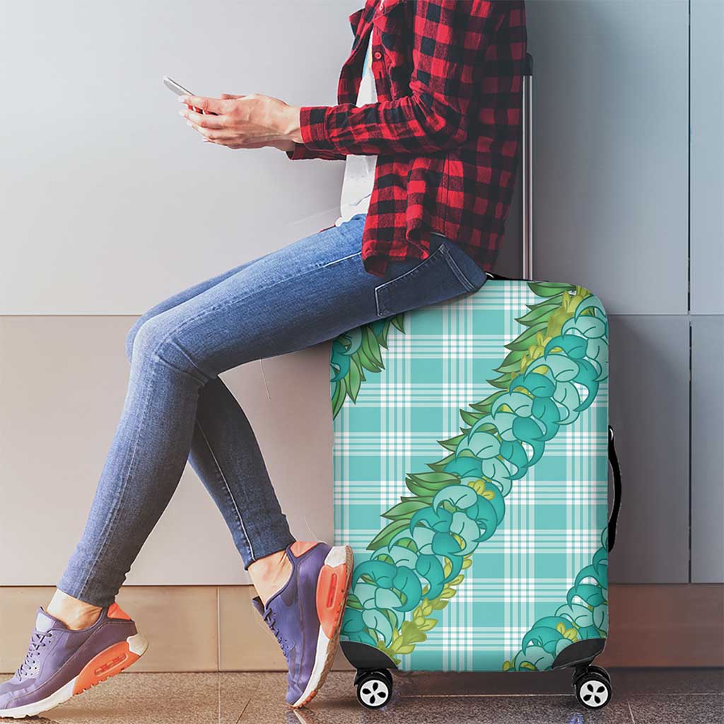 Hawaii Jade Vine Lei Luggage Cover Aloha Palaka Motif - Turquoise LT14 - Polynesian Pride