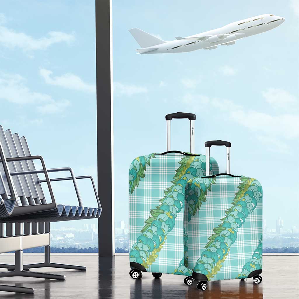 Hawaii Jade Vine Lei Luggage Cover Aloha Palaka Motif - Turquoise LT14 - Polynesian Pride