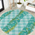Hawaii Jade Vine Lei Round Carpet Aloha Palaka Motif - Turquoise - Polynesian Pride