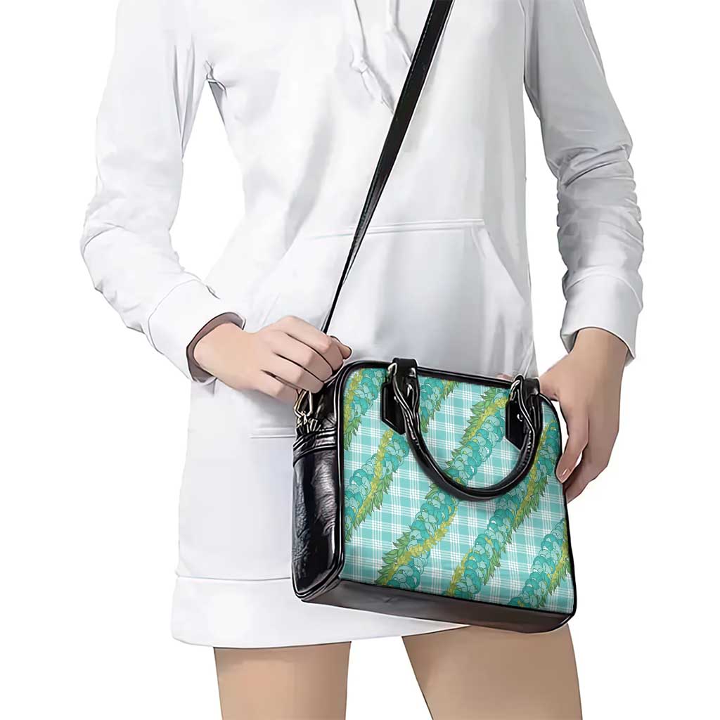 Hawaii Jade Vine Lei Shoulder Handbag Aloha Palaka Motif - Turquoise - Polynesian Pride