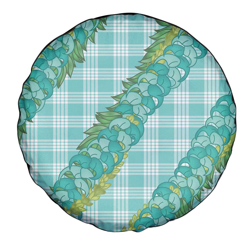 Hawaii Jade Vine Lei Spare Tire Cover Aloha Palaka Motif - Turquoise - Polynesian Pride
