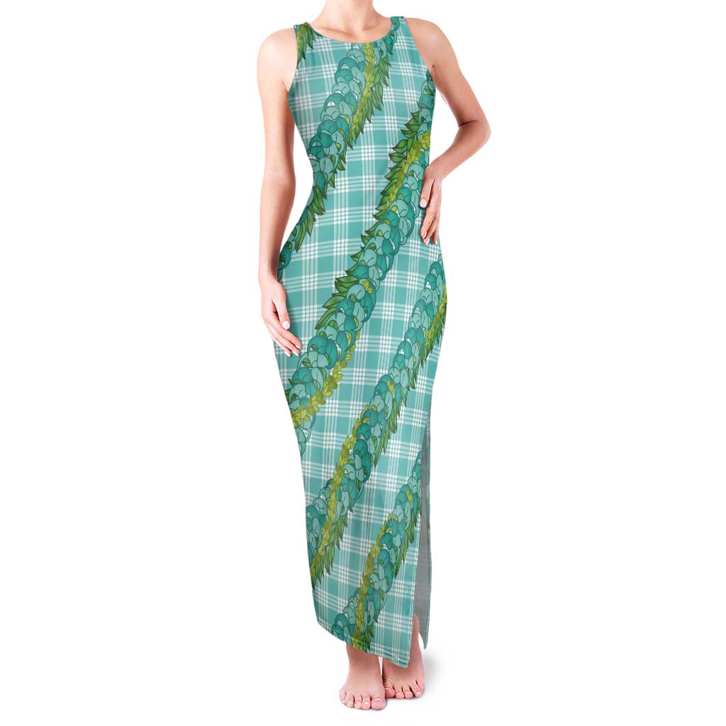 Hawaii Jade Vine Lei Tank Maxi Dress Aloha Palaka Motif - Turquoise LT14 Women Turquoise - Polynesian Pride