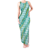 Hawaii Jade Vine Lei Tank Maxi Dress Aloha Palaka Motif - Turquoise LT14 Women Turquoise - Polynesian Pride