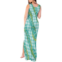 Hawaii Jade Vine Lei Tank Maxi Dress Aloha Palaka Motif - Turquoise LT14 - Polynesian Pride