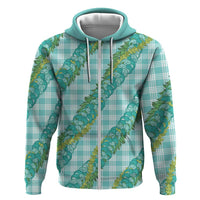 Hawaii Jade Vine Lei Zip Hoodie Aloha Palaka Motif - Turquoise LT14 Zip Hoodie Turquoise - Polynesian Pride