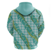 Hawaii Jade Vine Lei Zip Hoodie Aloha Palaka Motif - Turquoise LT14 - Polynesian Pride