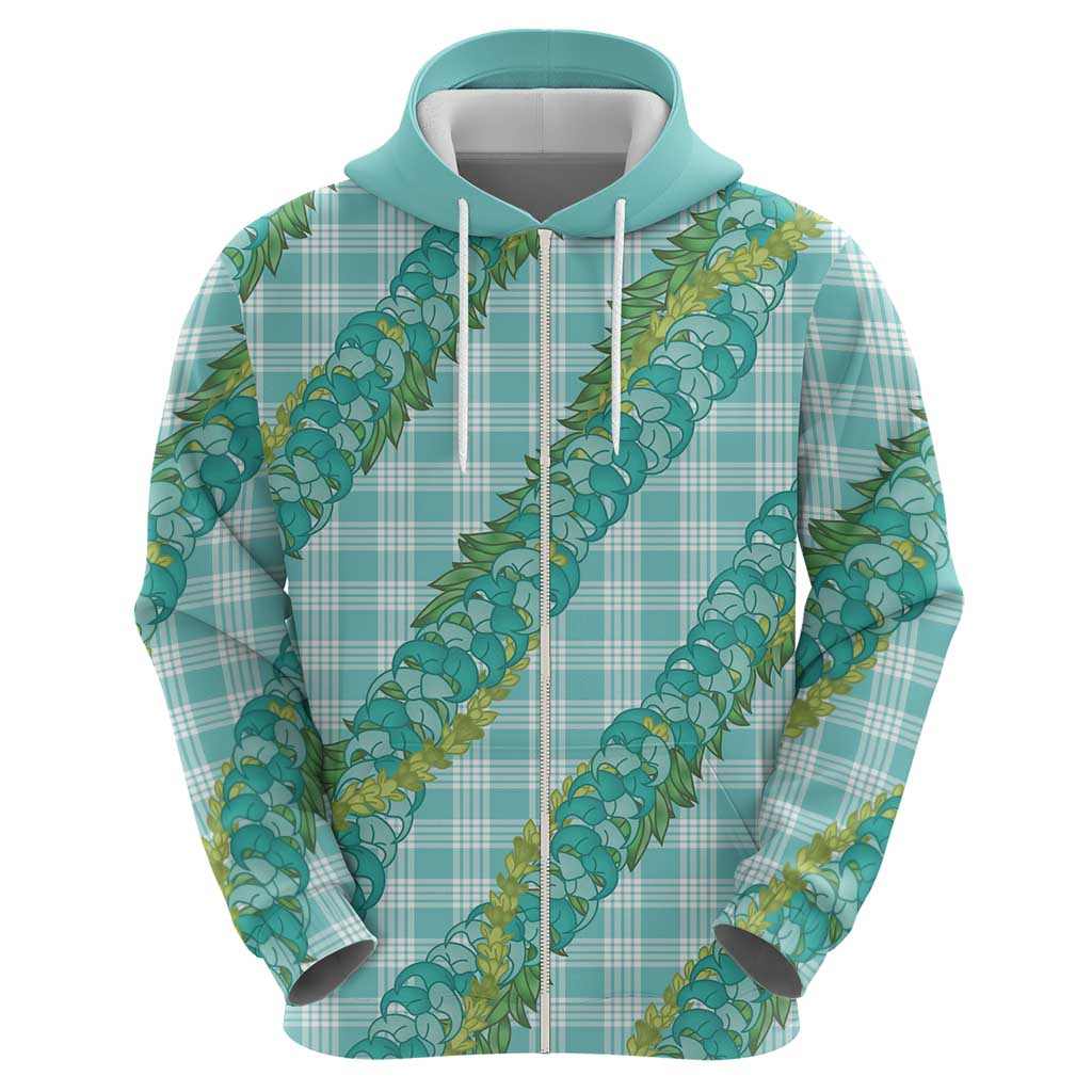 Hawaii Jade Vine Lei Zip Hoodie Aloha Palaka Motif - Turquoise LT14 - Polynesian Pride