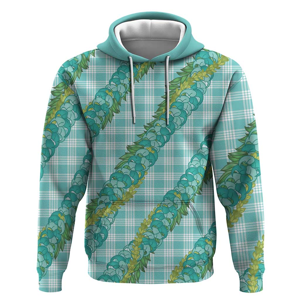 Hawaii Jade Vine Lei Zip Hoodie Aloha Palaka Motif - Turquoise LT14 Pullover Hoodie Turquoise - Polynesian Pride