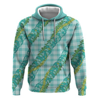 Hawaii Jade Vine Lei Zip Hoodie Aloha Palaka Motif - Turquoise LT14 Pullover Hoodie Turquoise - Polynesian Pride