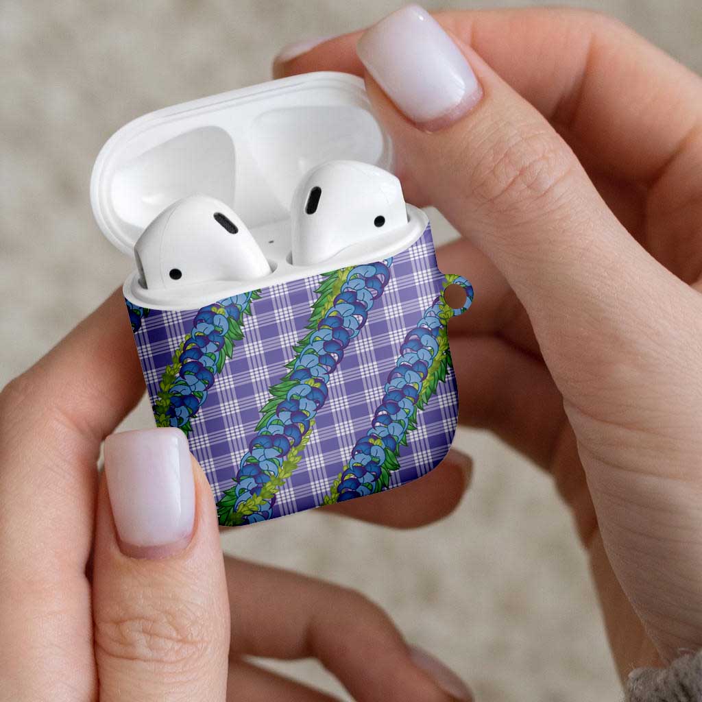 Hawaii Jade Vine Lei AirPods Case Aloha Palaka Motif - Purple - Polynesian Pride