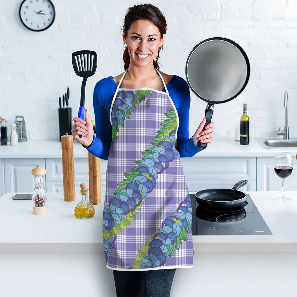 Hawaii Jade Vine Lei Apron Aloha Palaka Motif - Purple - Polynesian Pride