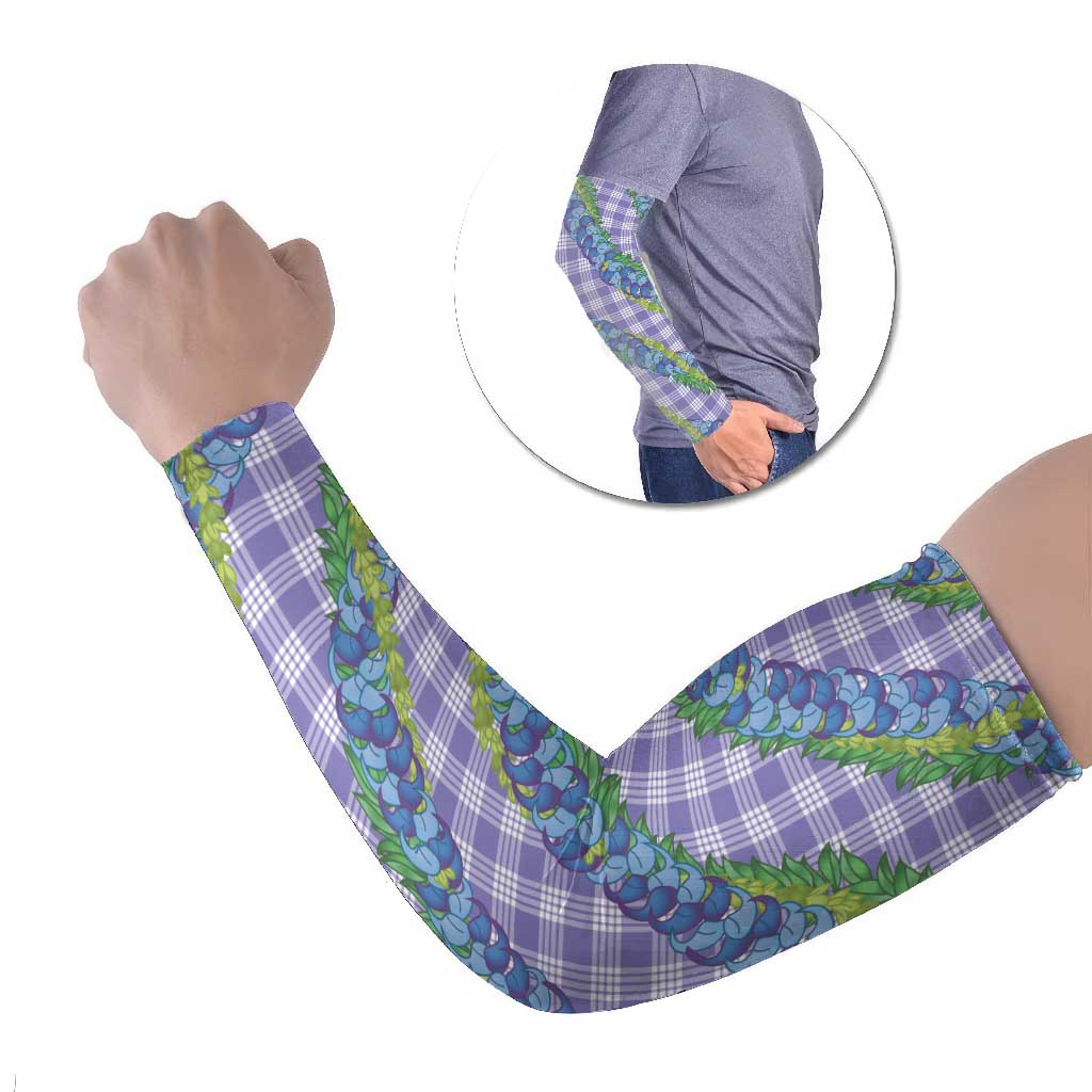Hawaii Jade Vine Lei Arm Sleeves Aloha Palaka Motif - Purple - Polynesian Pride