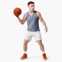 Hawaii Jade Vine Lei Basketball Jersey Aloha Palaka Motif - Purple - Polynesian Pride