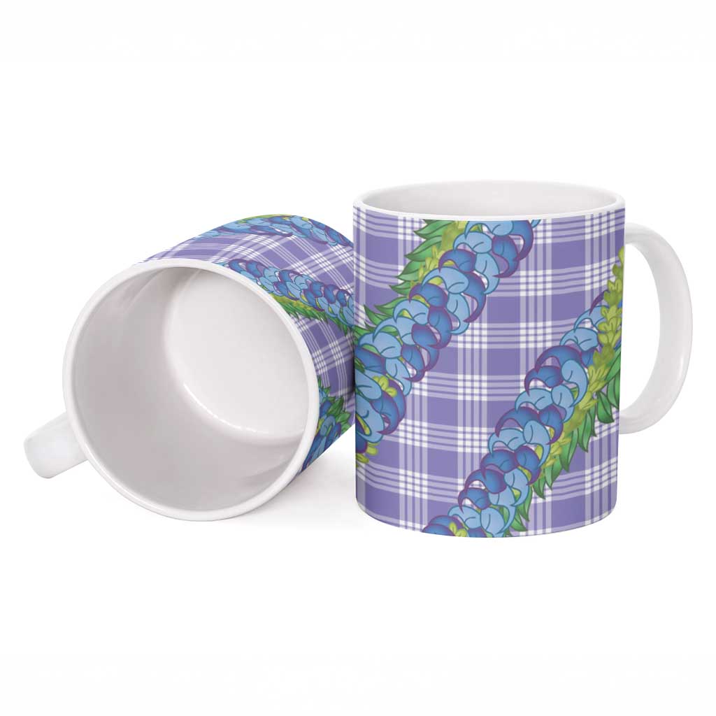 Hawaii Jade Vine Lei Ceramic Mug Aloha Palaka Motif - Purple - Polynesian Pride