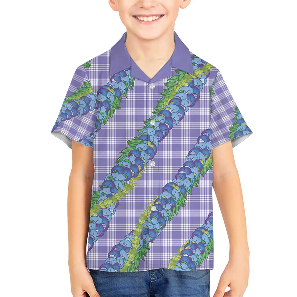 Hawaii Jade Vine Lei Family Matching Long Sleeve Bodycon Dress and Hawaiian Shirt Aloha Palaka Motif - Purple LT14 Son's Shirt Purple - Polynesian Pride