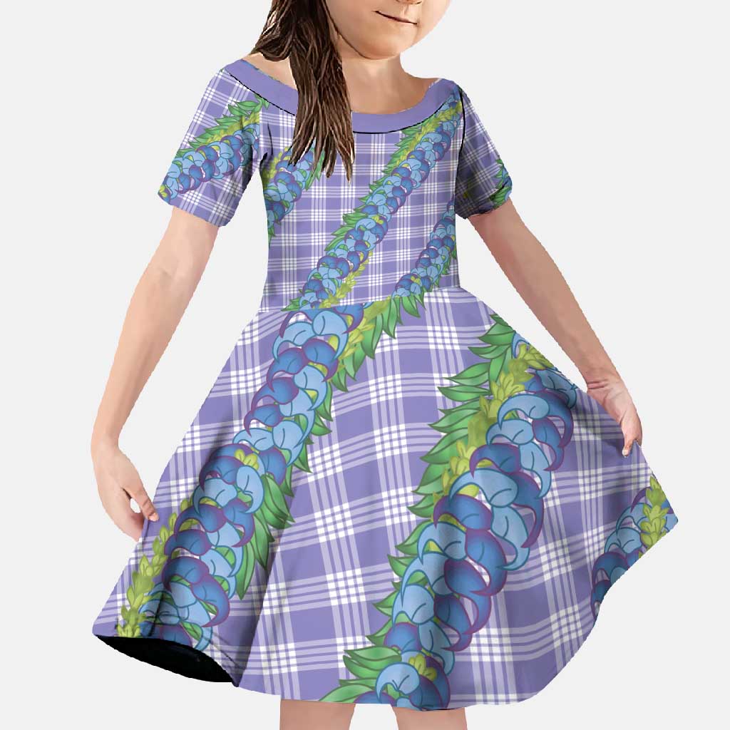 Hawaii Jade Vine Lei Family Matching Mermaid Dress and Hawaiian Shirt Aloha Palaka Motif - Purple LT14 Daughter's Dress Purple - Polynesian Pride