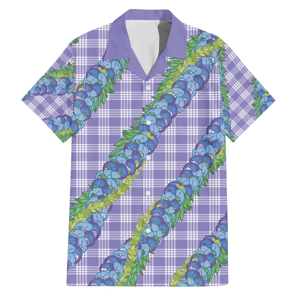 Hawaii Jade Vine Lei Family Matching Mermaid Dress and Hawaiian Shirt Aloha Palaka Motif - Purple LT14 Dad's Shirt - Short Sleeve Purple - Polynesian Pride
