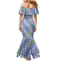 Hawaii Jade Vine Lei Family Matching Mermaid Dress and Hawaiian Shirt Aloha Palaka Motif - Purple LT14 - Polynesian Pride