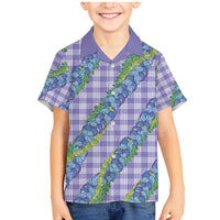 Hawaii Jade Vine Lei Family Matching Mermaid Dress and Hawaiian Shirt Aloha Palaka Motif - Purple LT14 Son's Shirt Purple - Polynesian Pride