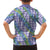 Hawaii Jade Vine Lei Family Matching Off The Shoulder Long Sleeve Dress and Hawaiian Shirt Aloha Palaka Motif - Purple - Polynesian Pride