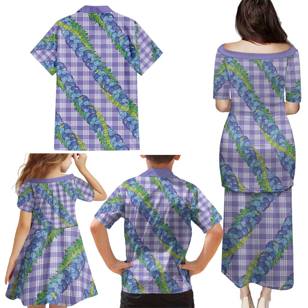 Hawaii Jade Vine Lei Family Matching Puletasi and Hawaiian Shirt Aloha Palaka Motif - Purple LT14 - Polynesian Pride