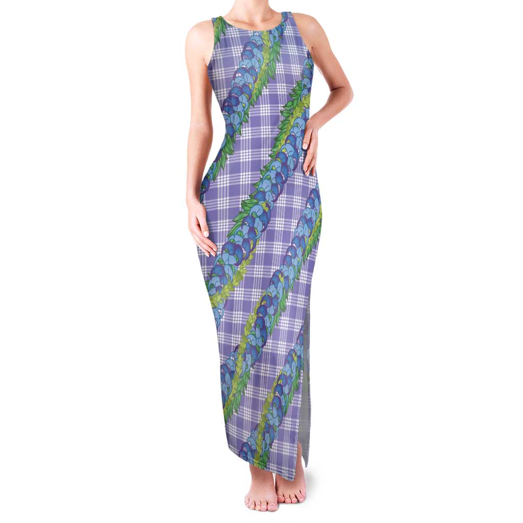 Hawaii Jade Vine Lei Family Matching Tank Maxi Dress and Hawaiian Shirt Aloha Palaka Motif - Purple LT14 Mom's Dress Purple - Polynesian Pride
